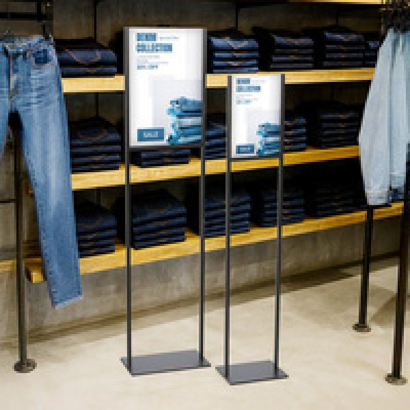 EUROPEL Porte-visuel sur pied, A3, métal, noir