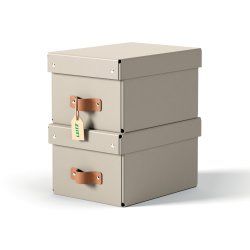 LEITZ Boîte de rangement Puro, carton, 7 L, set de 2, beige