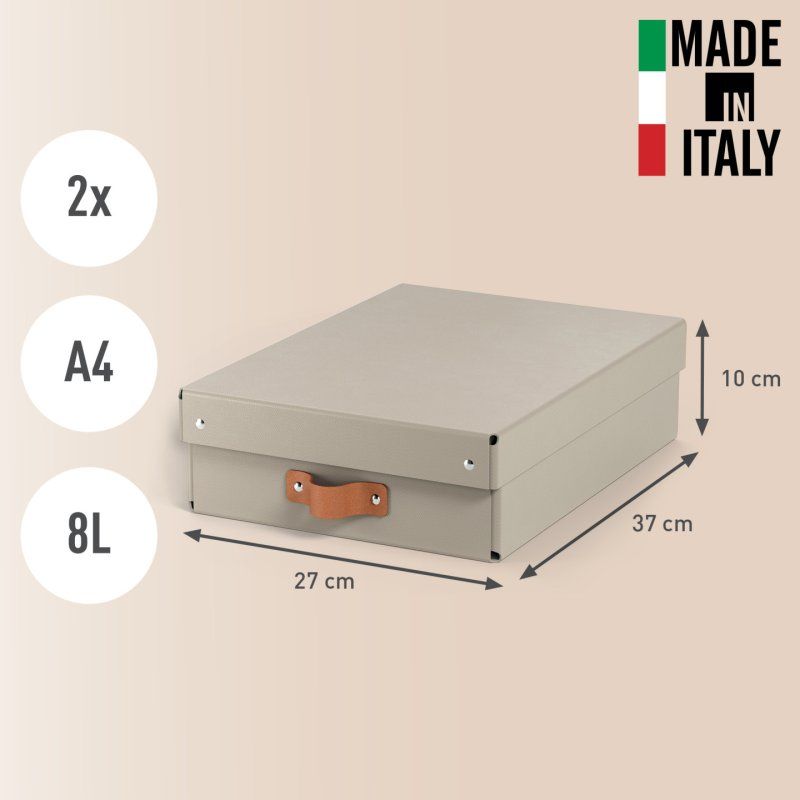 Leitz Puro Storage Box with lid, medium low, 8L, 100% recycled card, pack of 2