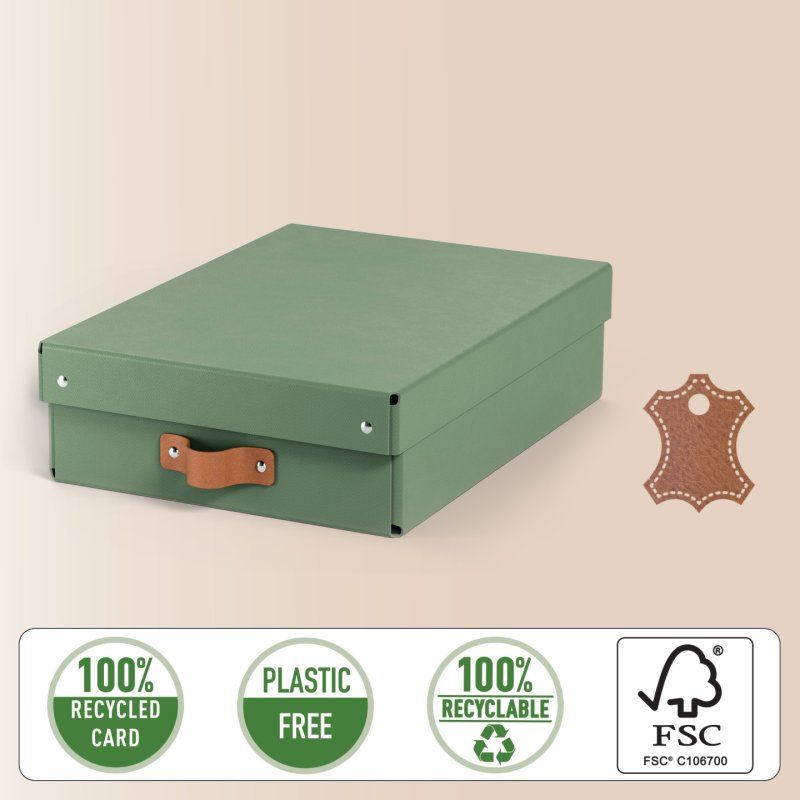 Leitz Puro Storage Box with lid, medium low, 8L, 100% recycled card, pack of 2