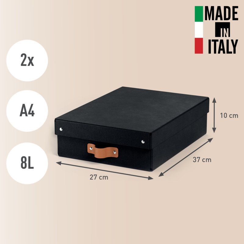 Leitz Puro Storage Box with lid, medium low, 8L, 100% recycled card, pack of 2