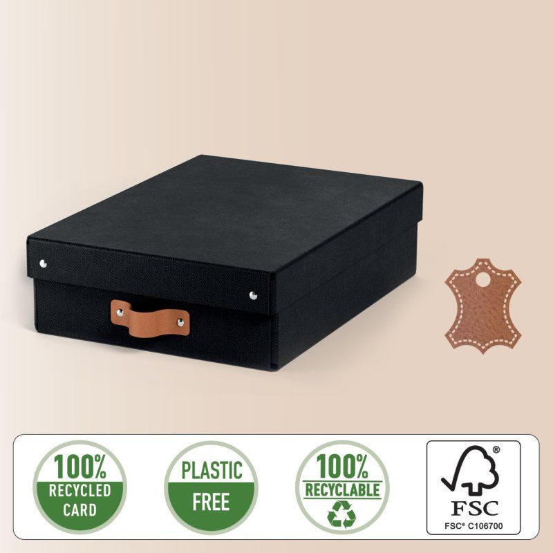 Leitz Puro Storage Box with lid, medium low, 8L, 100% recycled card, pack of 2