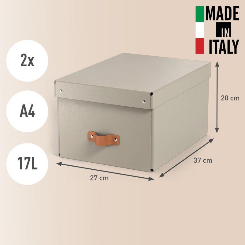 Leitz Puro Storage Box with lid, medium, 17L, 100% recycled card, pack of 2