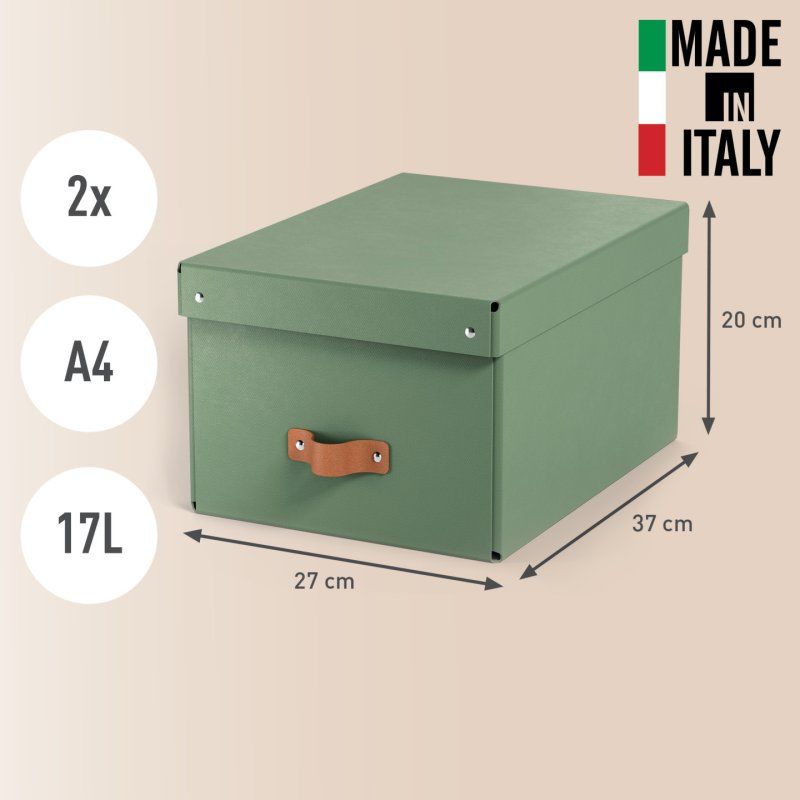 Leitz Puro Storage Box with lid, medium, 17L, 100% recycled card, pack of 2