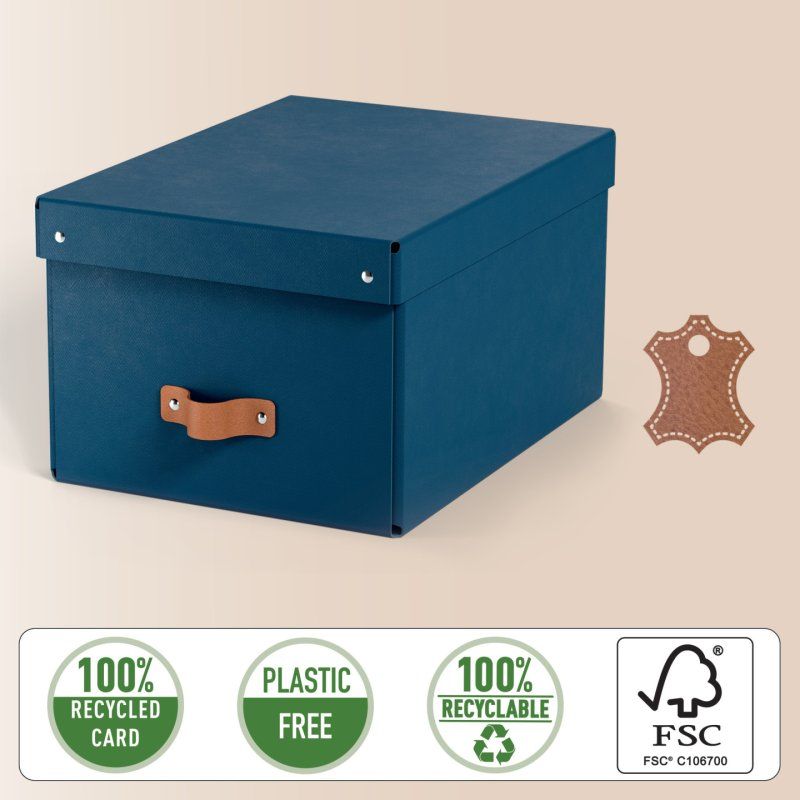 LEITZ Boîte de rangement Puro, carton, 17 L, set de 2, bleu