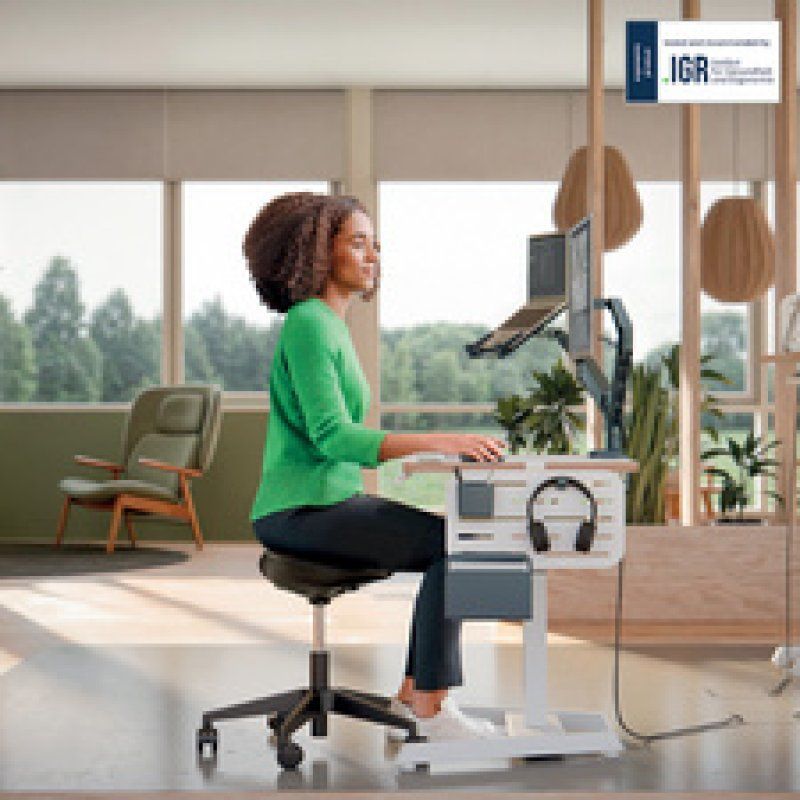 LEITZ Tabouret Ergo, roulettes et assise confortable, noir