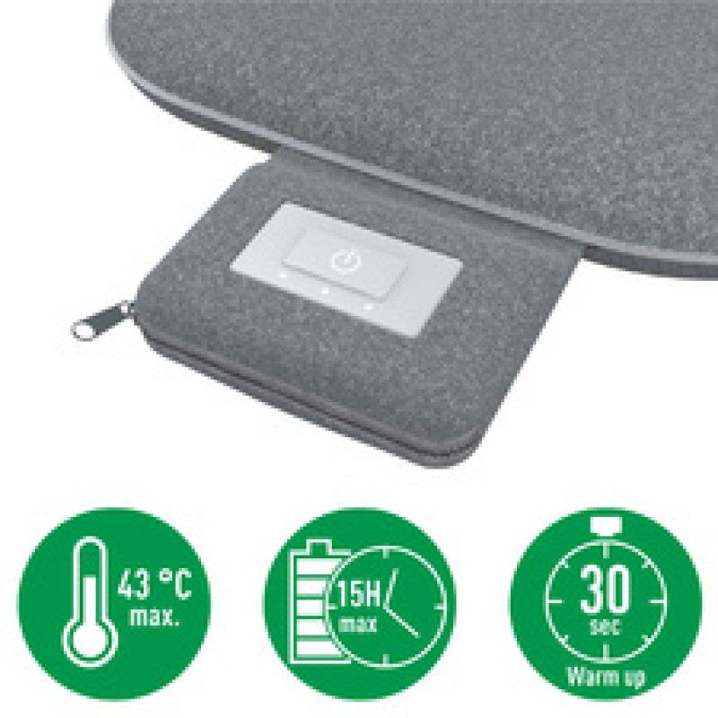 LEITZ Coussin de siège chauffant iComfi, gris