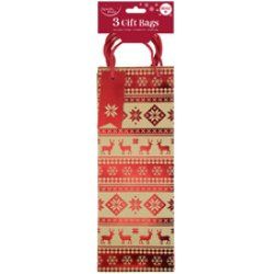 Clairefontaine Sac cadeau de Noël pour bouteille, set de 3