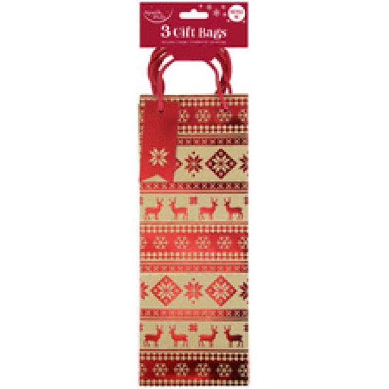 Clairefontaine Sac cadeau de Noël pour bouteille, set de 3