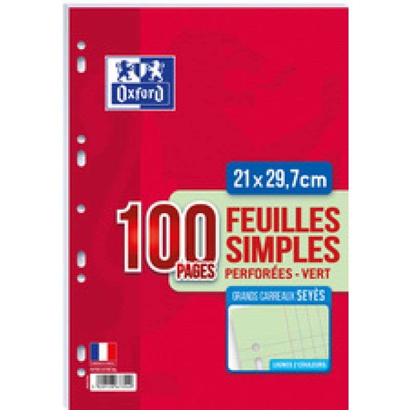 Oxford Feuillets mobiles en couleur, A4, Seyès, rose