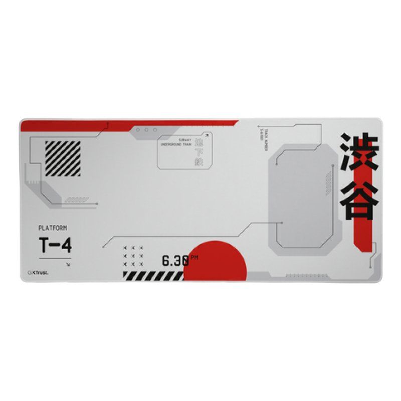 MAU Trust Gaming GXT759 XXL weiß/rot XXL Gaming-Mauspad mit vernähtem Rand für bequemes und stabiles Gaming