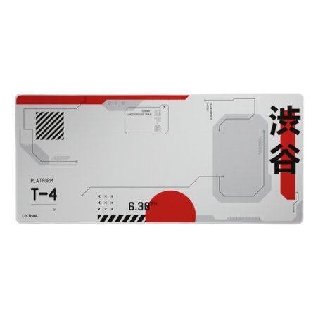 MAU Trust Gaming GXT759 XXL weiß/rot XXL Gaming-Mauspad mit vernähtem Rand für bequemes und stabiles Gaming