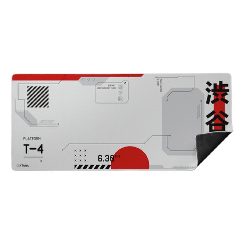 MAU Trust Gaming GXT759 XXL weiß/rot XXL Gaming-Mauspad mit vernähtem Rand für bequemes und stabiles Gaming