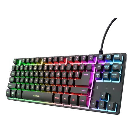 Trust Gaming GXT833 THADO TKL Gaming Tastatur Kompakte Gaming-Tastatur aus Metall mit mehrfarbiger LED-Beleuchtung