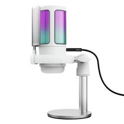 HSE Trust Gaming GXT238W AURON USB Mikrofon weiß Kompaktes und stylisch beleuchtetes USB-Mikrofon für Streaming