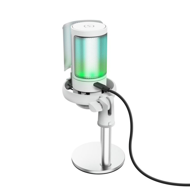 HSE Trust Gaming GXT238W AURON USB Mikrofon weiß Kompaktes und stylisch beleuchtetes USB-Mikrofon für Streaming