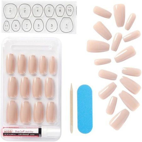 KISS Gel Fantasy Collection Rock Candy Glue-On Manicure Kit with False Nails, Glue, File, and Stick