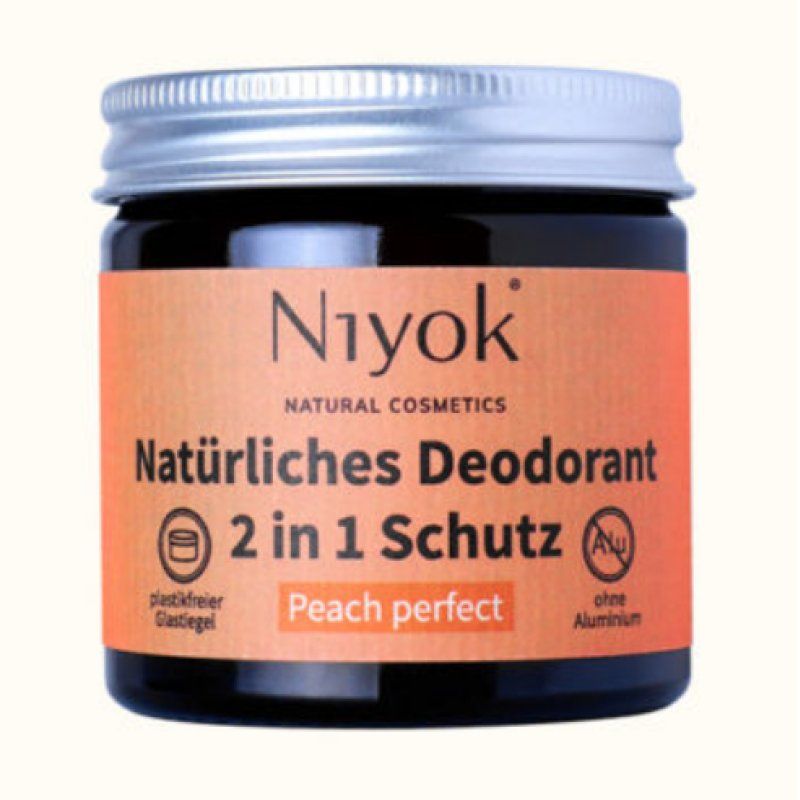 Niyok Deodorant Cream 2in1 Peach 40ml - Natural Vegan Aluminium-Free Body