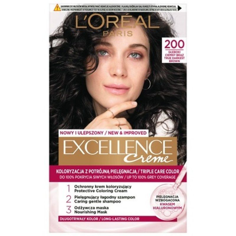 L'Oreal Excellence Creme Hair Color 200 Dark Brown 176ml