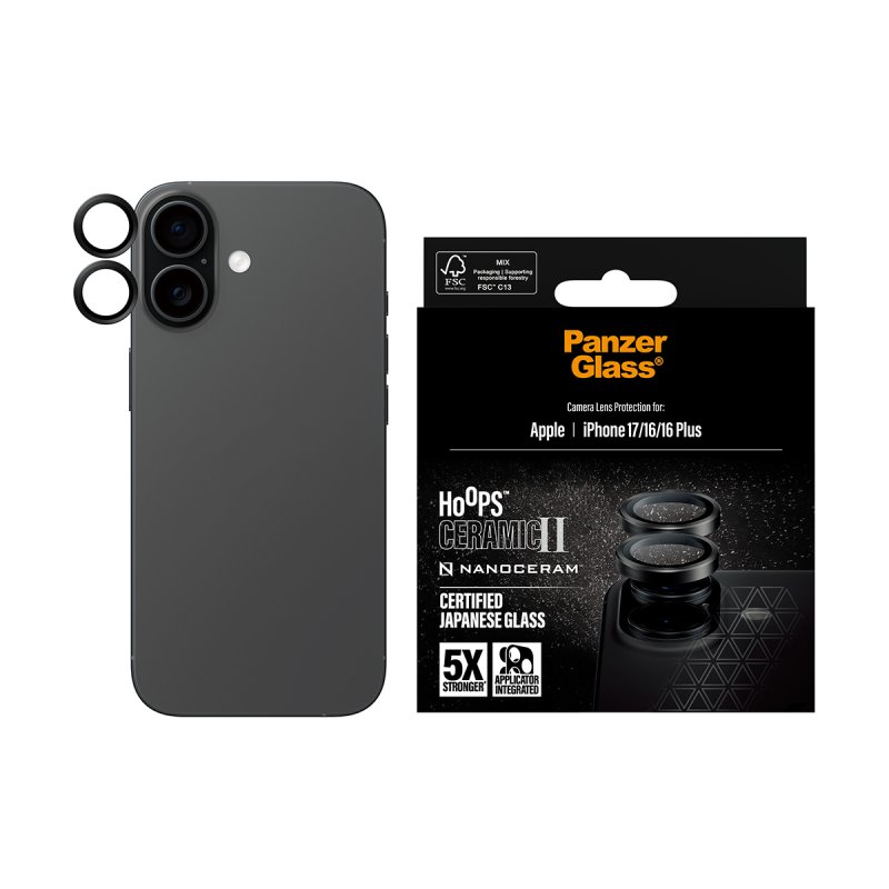 PanzerGlass - Hoops Ceramic II Camera Lens Protector - iPhone 17/16/16 Plus