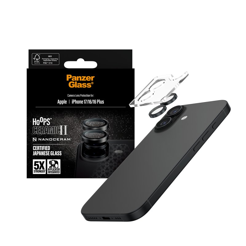 PanzerGlass Hoops Ceramic II Camera Lens Protector iPhone 17 | iPhone 16 | 16 Plus