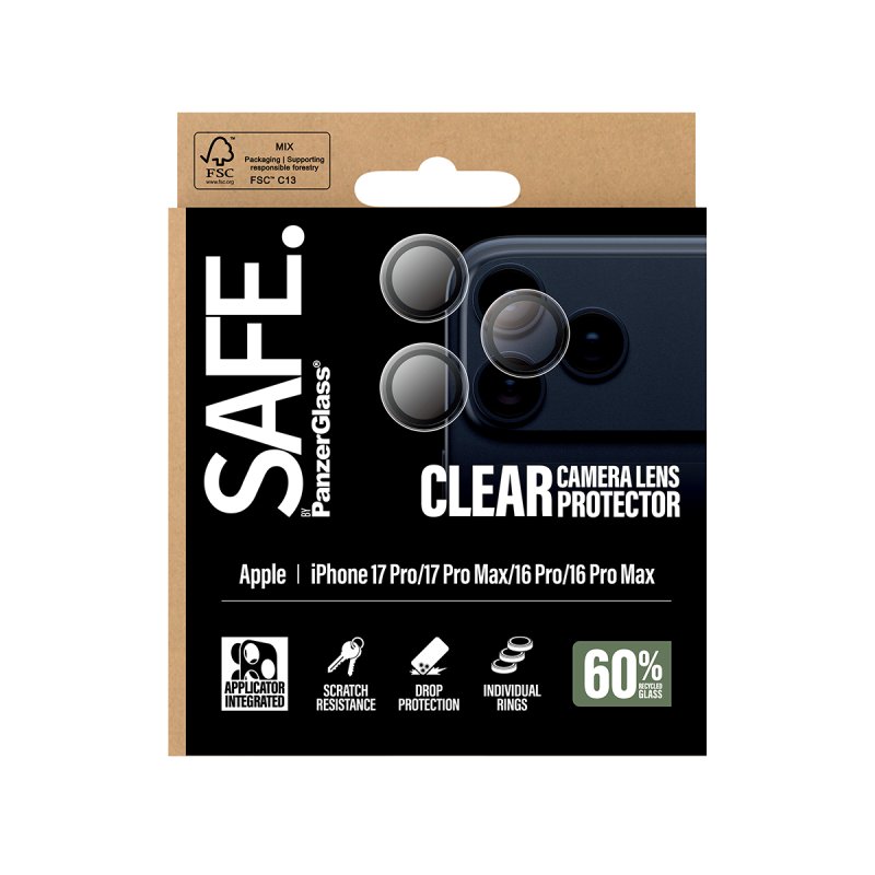 PanzerGlass - SAFE. Camera Lens Protector Transparent - iPhone 17 Pro/17 Pro Max/16 Pro/16 Pro Max
