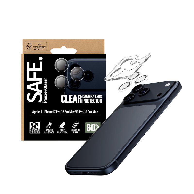 PanzerGlass SAFE. by Camera Lens Protector Transparent iPhone 17 Pro | iPhone 17 Pro Max | iPhone 16 Pro | 16 Pro Max