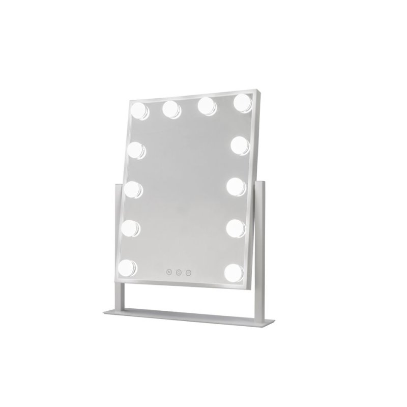 Glow Up- Makeup Artist Mirror - Square Tilt w. 12 LED Lamps - White