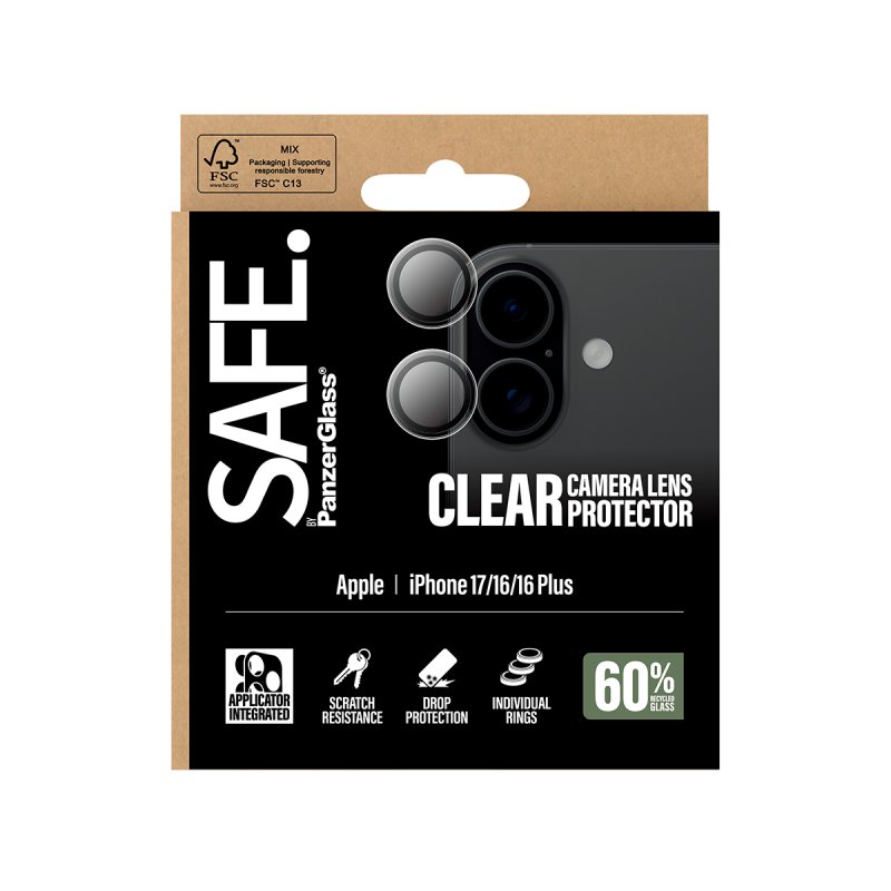 PanzerGlass - SAFE. Camera Lens Protector Transparent - iPhone 17/16/16 Plus