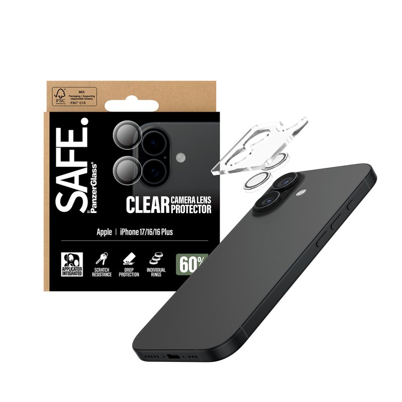 PanzerGlass - SAFE. Camera Lens Protector Transparent - iPhone 17/16/16 Plus