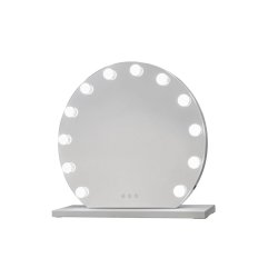 Glow Up - Makeup Artist Mirror - Round w. 12 LED Lamps - White
