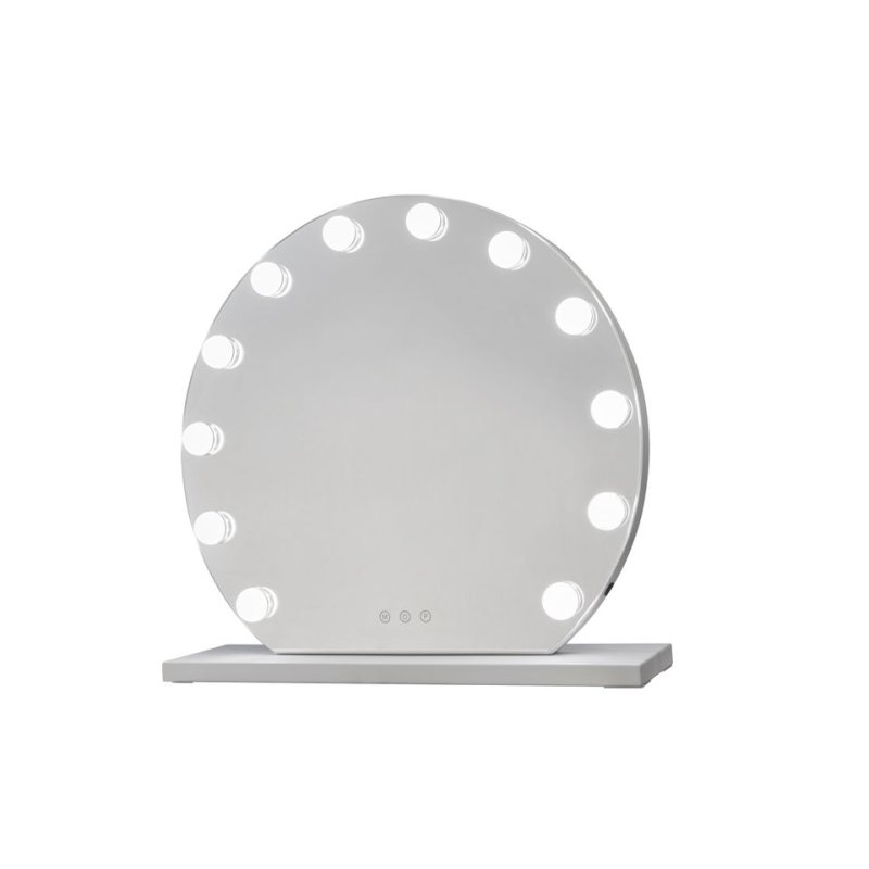 Glow Up - Makeup Artist Mirror - Round w. 12 LED Lamps - White