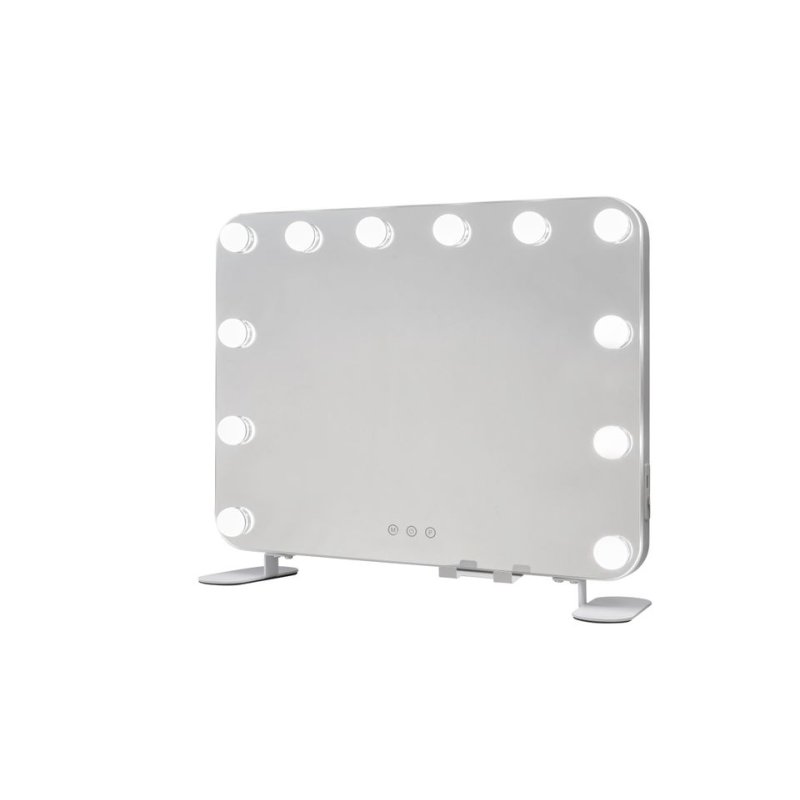 Glow Up - Makeup Artist Mirror - Square w. 12 LED Lamps - White