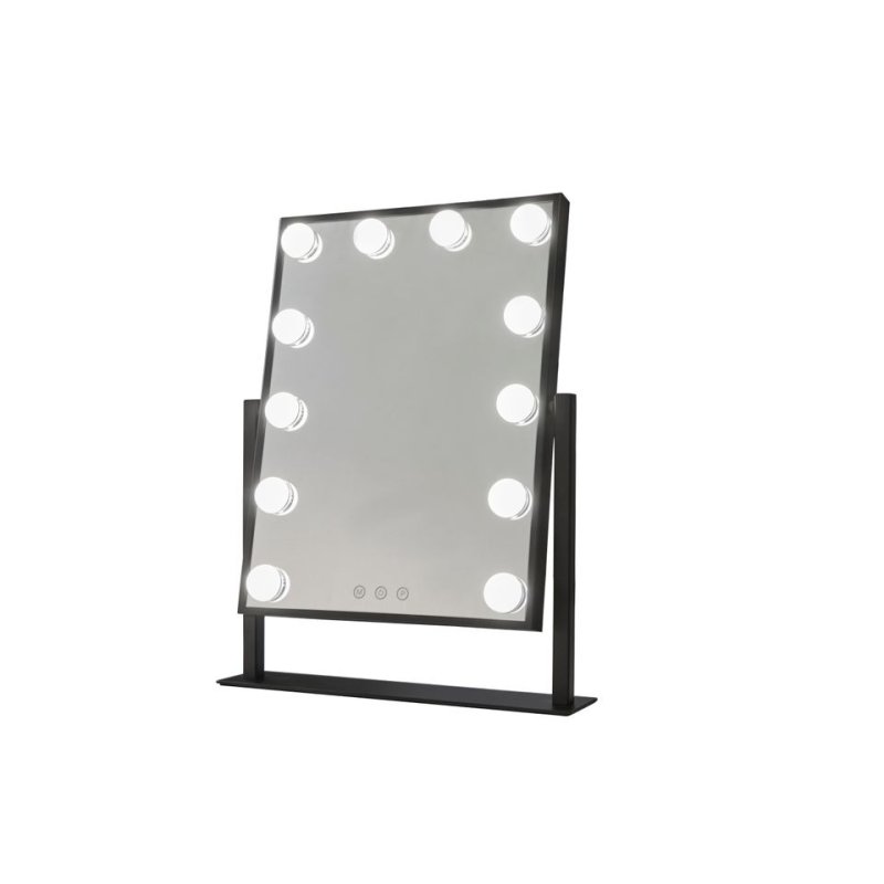 Glow Up- Makeup Artist Mirror - Square Tilt w. 12 LED Lamps - Black