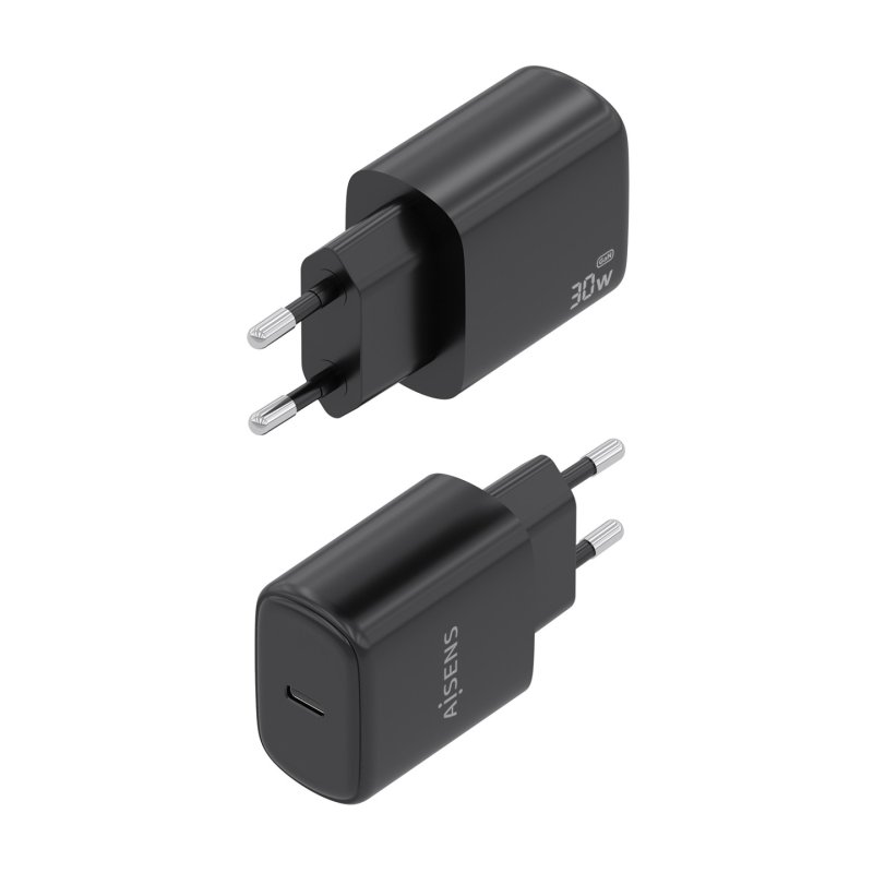 CARGADOR AISENS GAN 30W 1XUSB-C PD3.0 NEGRO