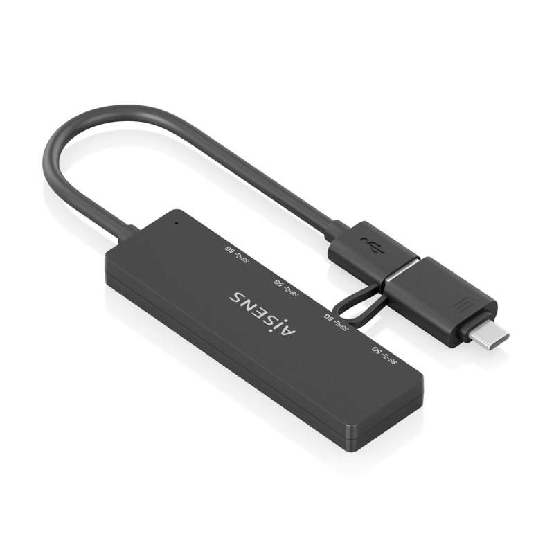 HUB AISENS USB 3.1 GEN1 USB-C/M Y USB-A/M-4XTIPO A/H NEGRO 15CM