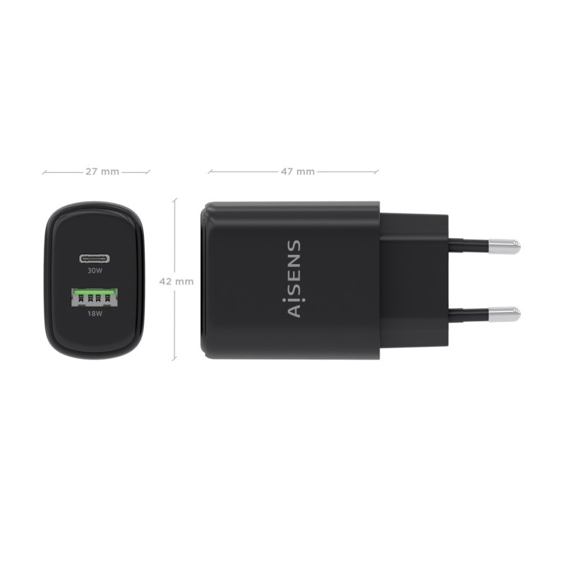 AISENS A110-0978 mobile device charger Digital camera, Mobile phone, Laptop, Smartphone, Tablet, Universal Black AC