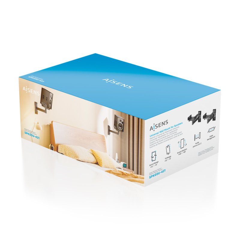 SOPORTE UNIVERSAL AISENS PARED GIRATORIO E INCLINABLE ALTAVOCES NEGRO