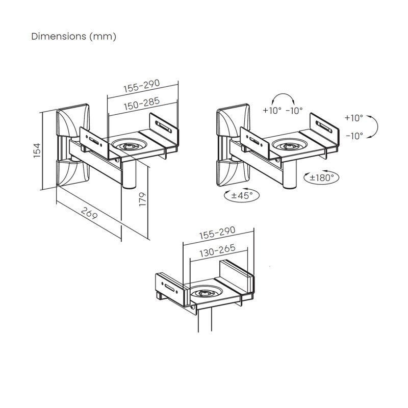 SOPORTE UNIVERSAL AISENS PARED GIRATORIO E INCLINABLE ALTAVOCES NEGRO