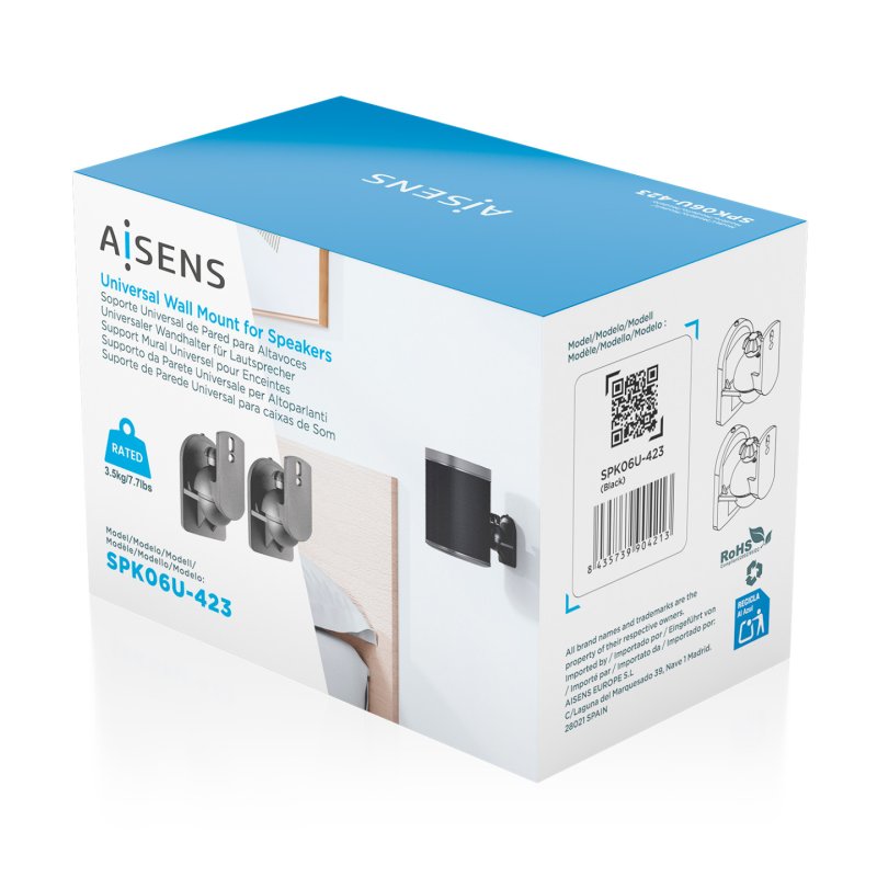 AISENS SPK06U-423 support de haut-parleurs Mur Noir