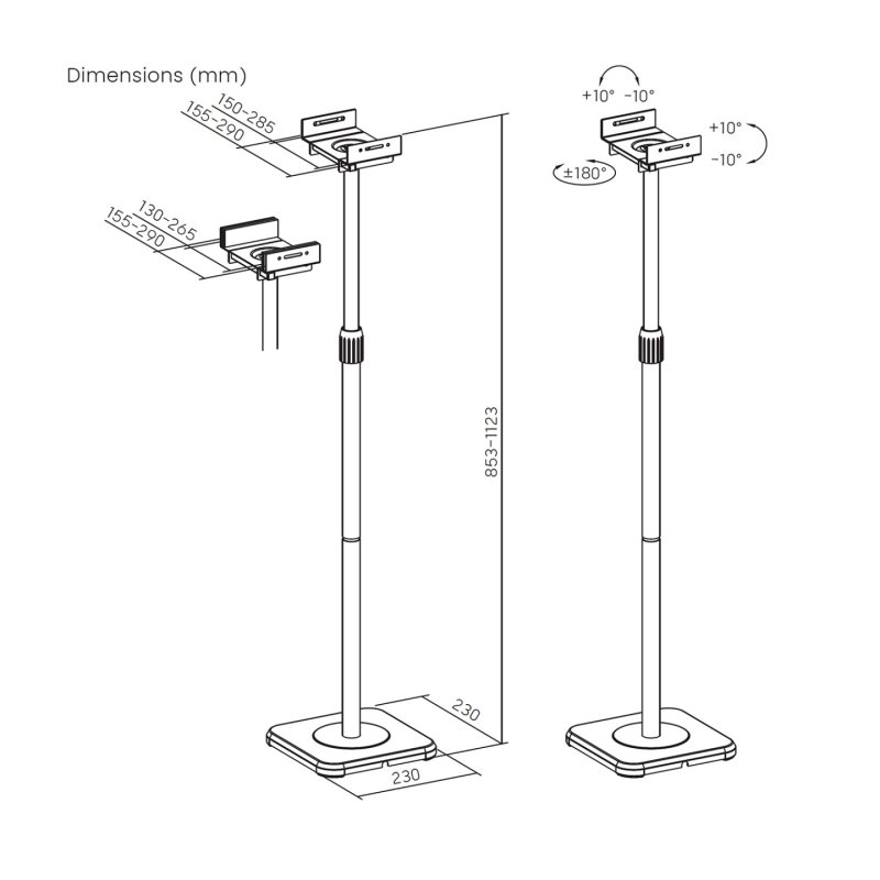 AISENS SPK09U-429 speaker mount Floor Steel Black