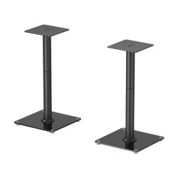AISENS SPK10U-431 support de haut-parleurs Sol Acier, Verre Noir