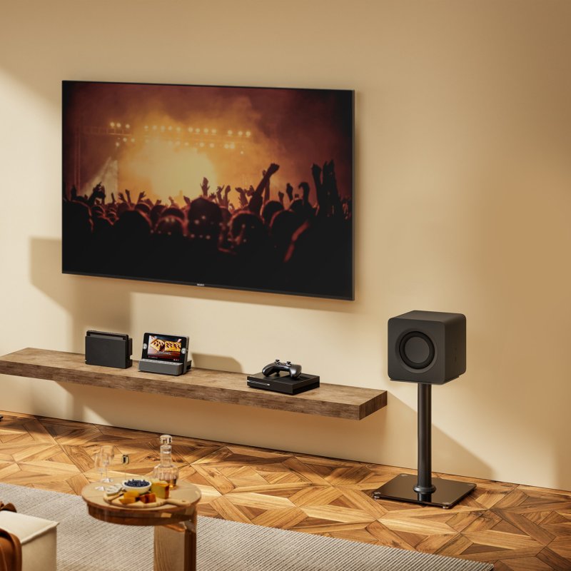 AISENS SPK10U-431 speaker mount Floor Steel, Glass Black