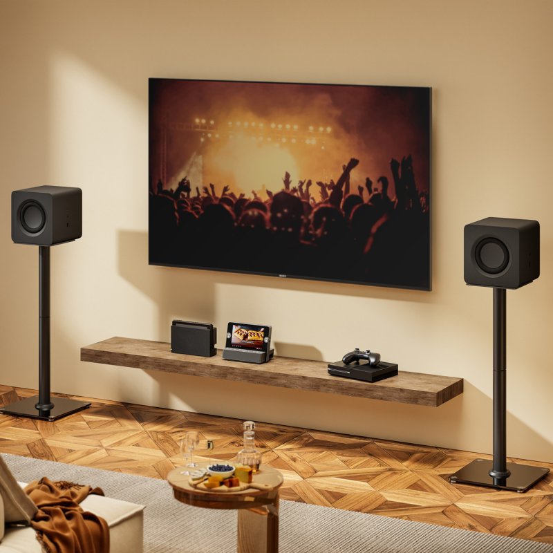 AISENS SPK11U-433 speaker mount Floor Steel, Glass Black