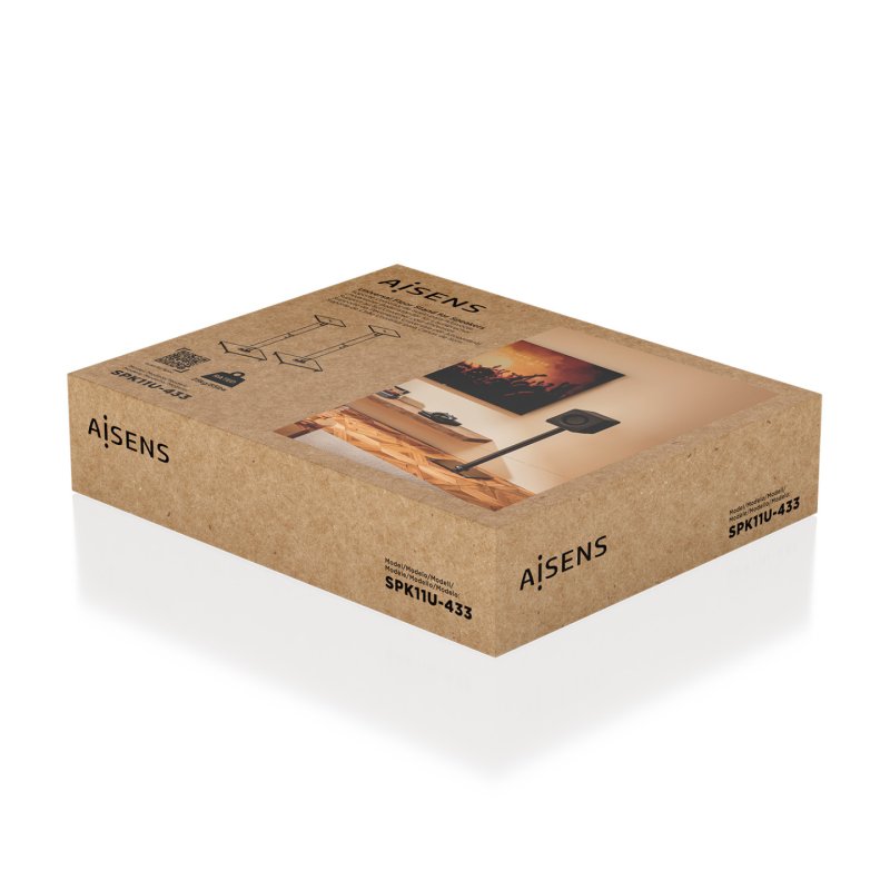 AISENS SPK11U-433 support de haut-parleurs Sol Acier, Verre Noir