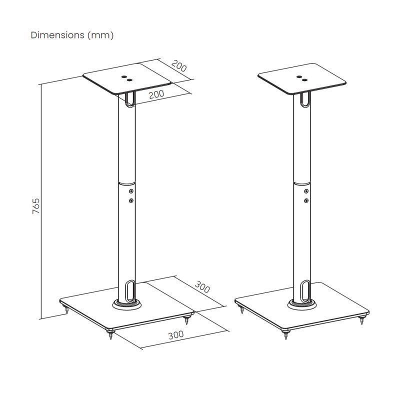 AISENS SPK11U-433 support de haut-parleurs Sol Acier, Verre Noir