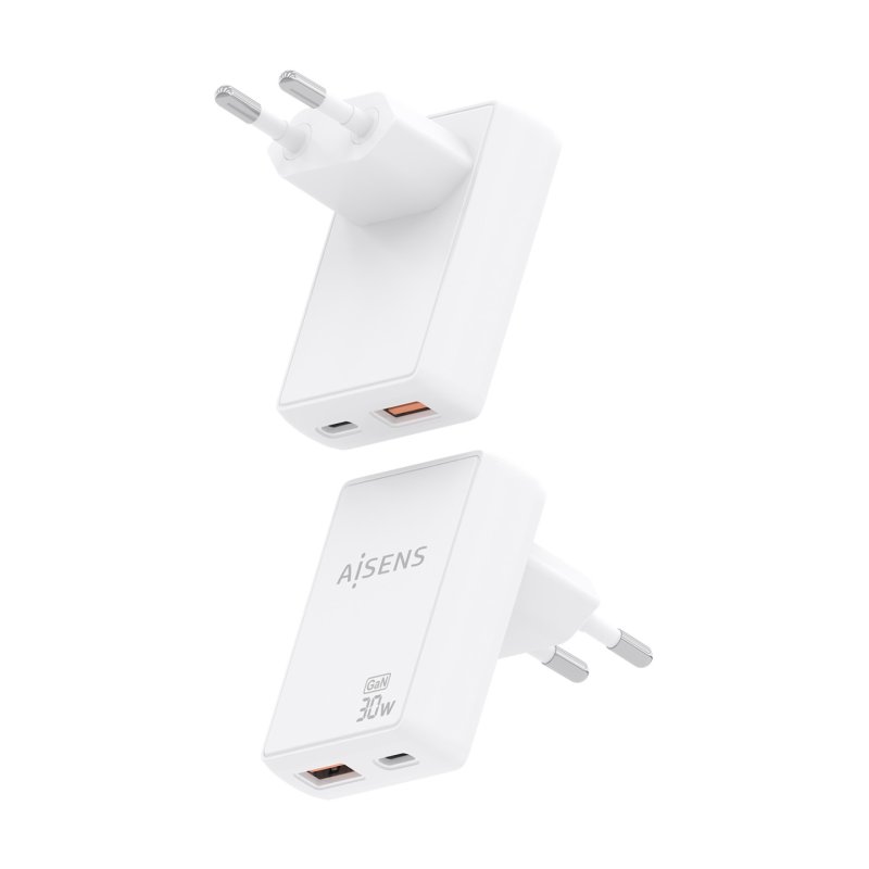 AISENS ASCH-30W2P074-W mobile device charger Digital camera, Mobile phone, Laptop, Smartphone, Tablet, Universal White