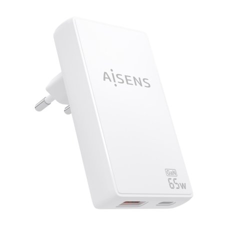CARGADOR AISENS GAN PARED ULTRA DELGADO 65W USB-C PD3.0 QC4.0 USB-A QC3.0