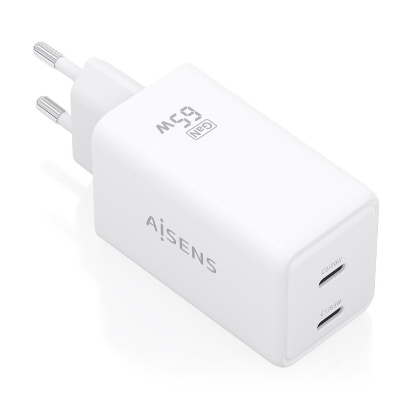 AISENS ASCH-65W2P078-W mobile device charger Digital camera, Mobile phone, Laptop, Smartphone, Tablet, Universal White