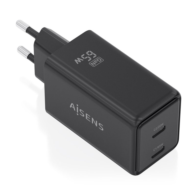 AISENS ASCH-65W2P079-BK mobile device charger Digital camera, Mobile phone, Laptop, Smartphone, Tablet, Universal Black